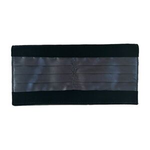 YSL Yves Saint Laurent Parfums Black Satin Velvet Tuxedo Cosmetic Clutch Pouch